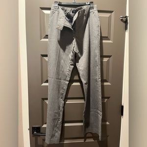 Nice work slacks. Light grey with barely noticeable white pinstripes.